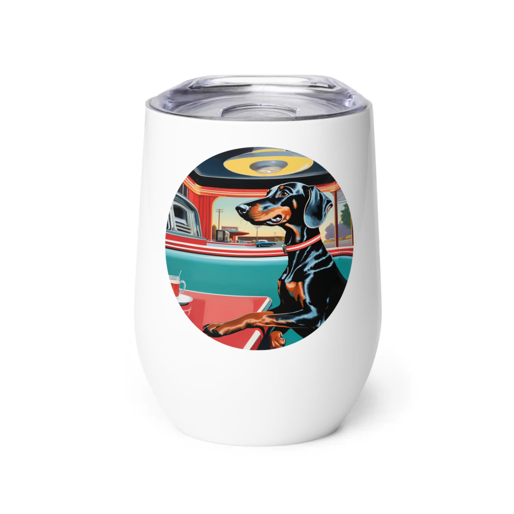 PugMug Custom Black Dachshund Wine Tumbler
