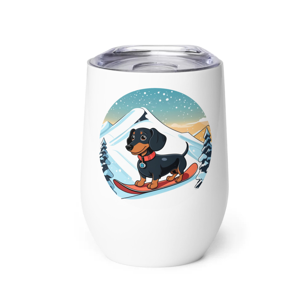 PugMug Custom Black Dachshund Wine Tumbler