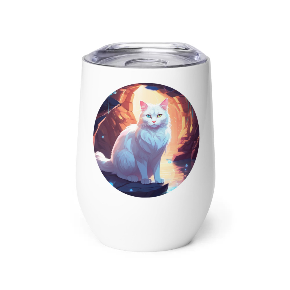 PugMug Custom White Companion Cat Wine Tumbler