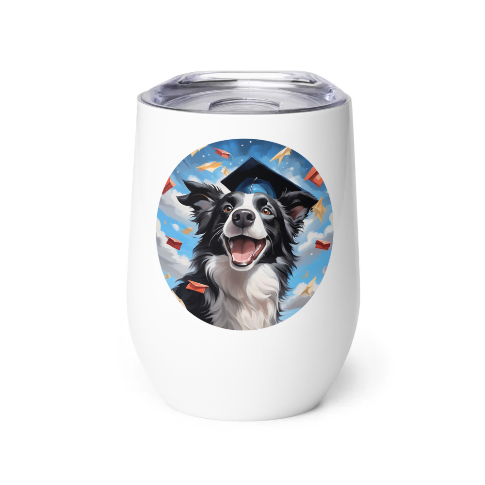 PugMug Custom Border Collie Wine Tumbler