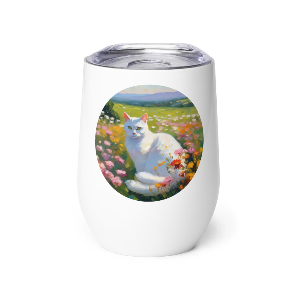 PugMug Custom White American Shorthair Cat Wine Tumbler