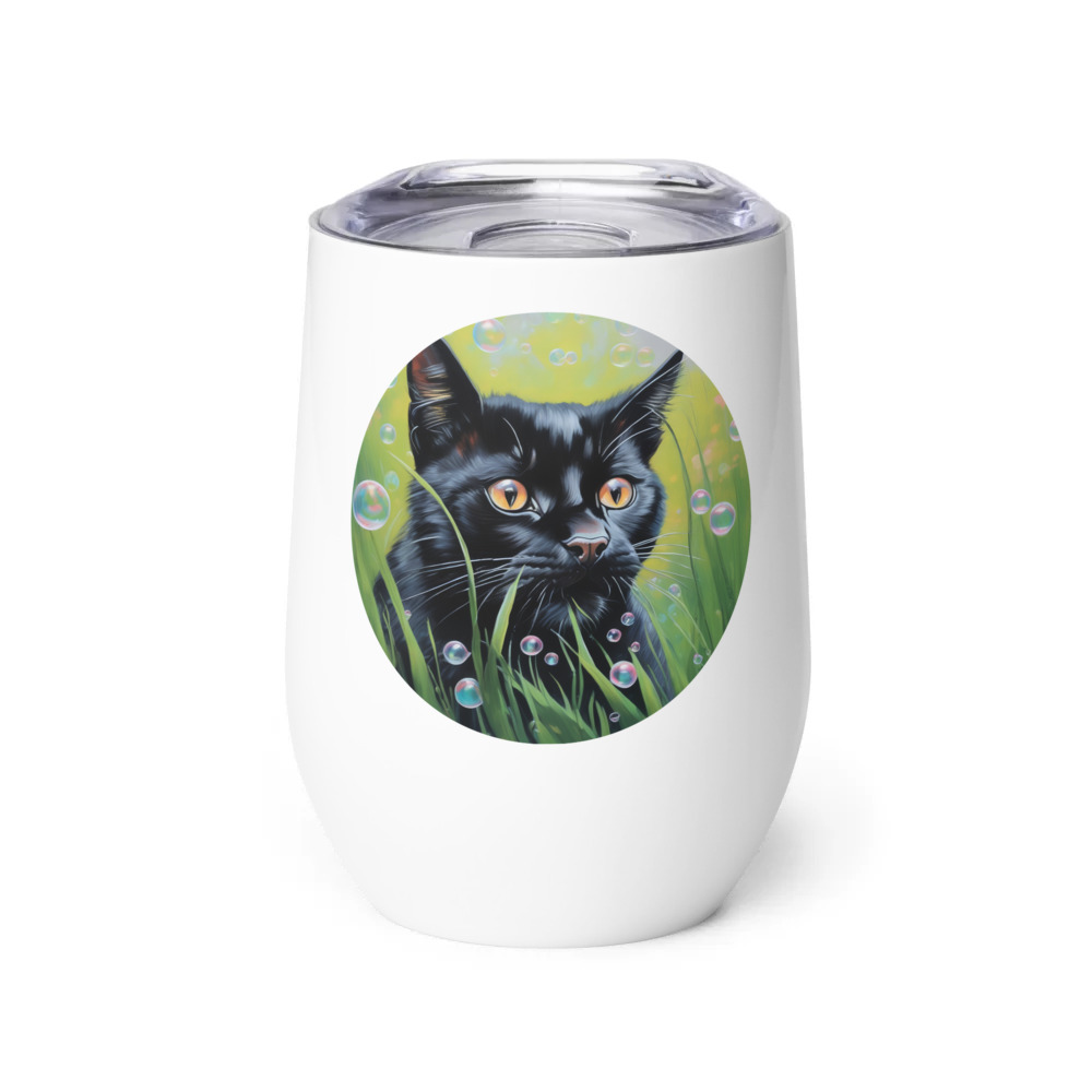 PugMug Custom Black Exotic Cat Wine Tumbler