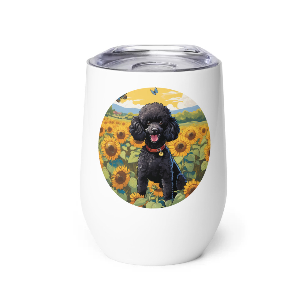PugMug Custom Black Poodle Wine Tumbler