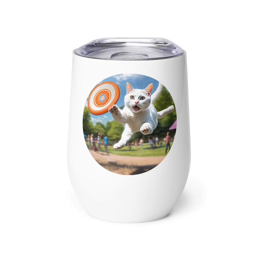 PugMug Custom White Companion Cat Wine Tumbler