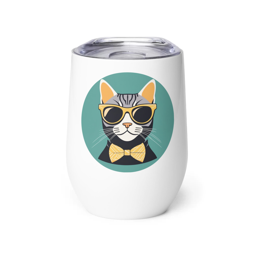 PugMug Custom Tabby American Shorthair Cat Wine Tumbler