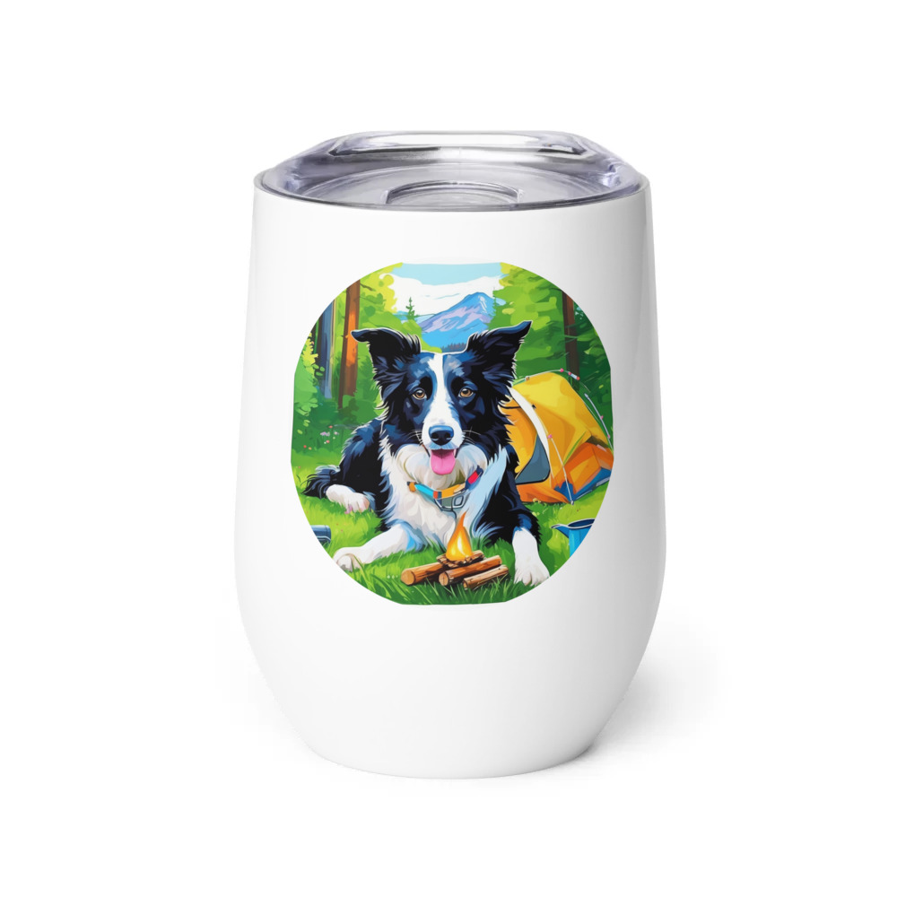 PugMug Custom Border Collie Wine Tumbler