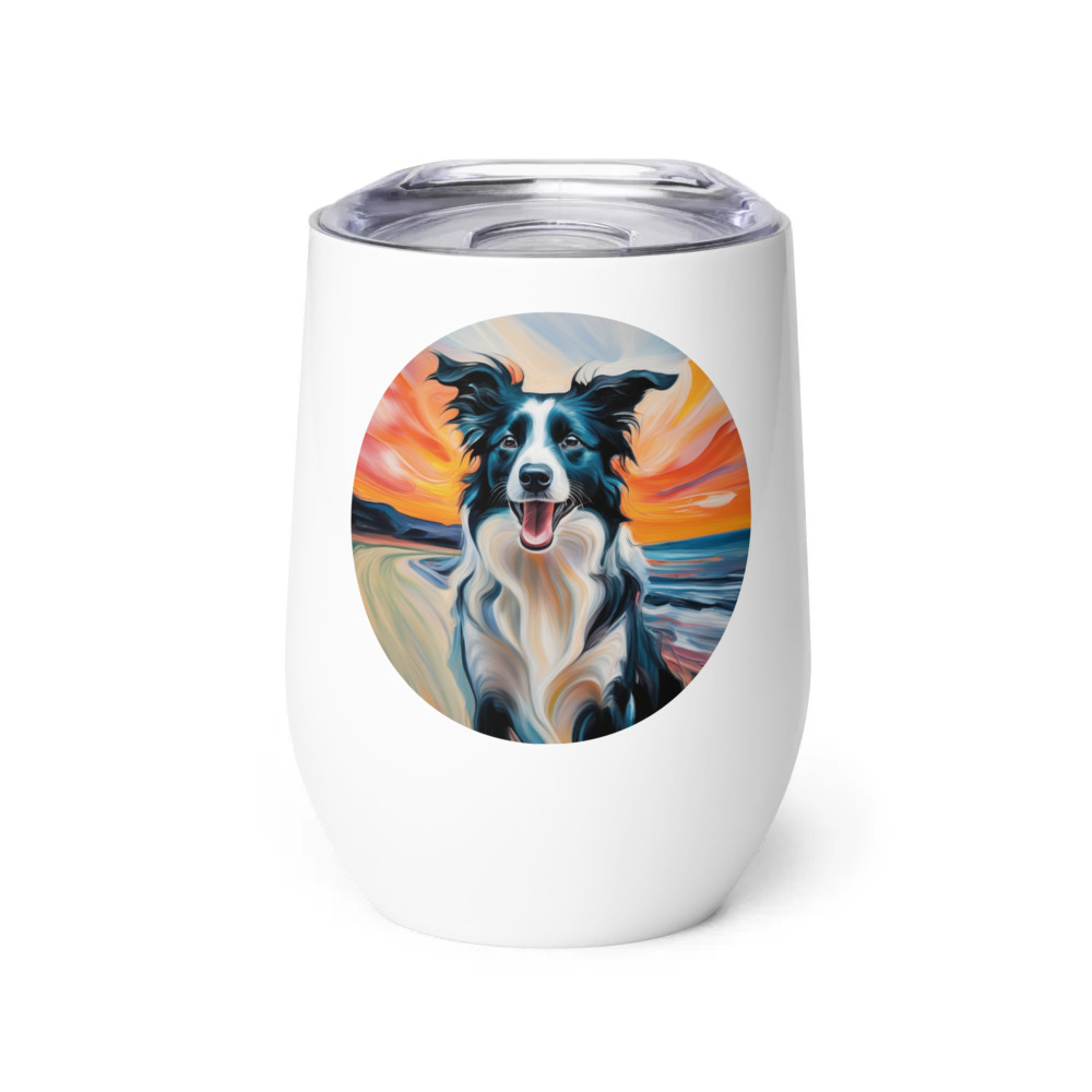 PugMug Custom Border Collie Wine Tumbler