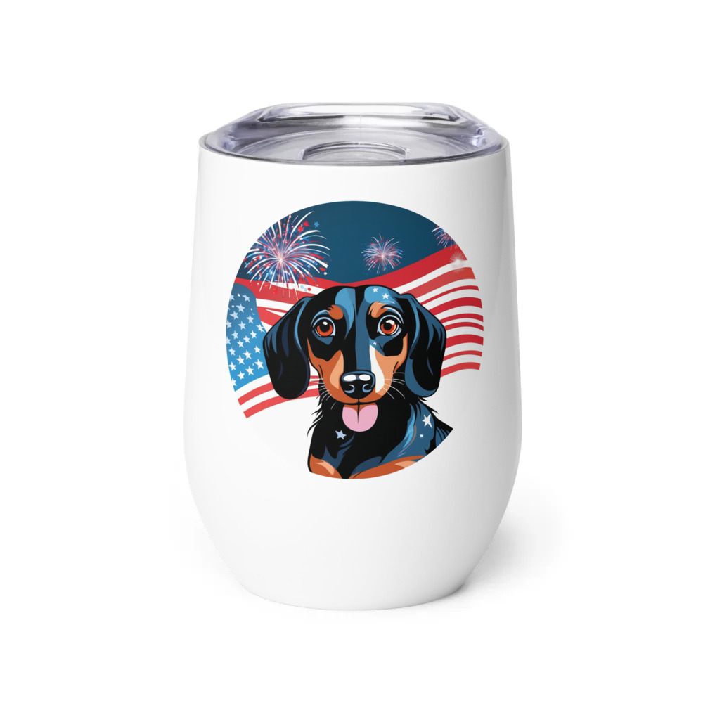 PugMug Custom Black Dachshund Wine Tumbler