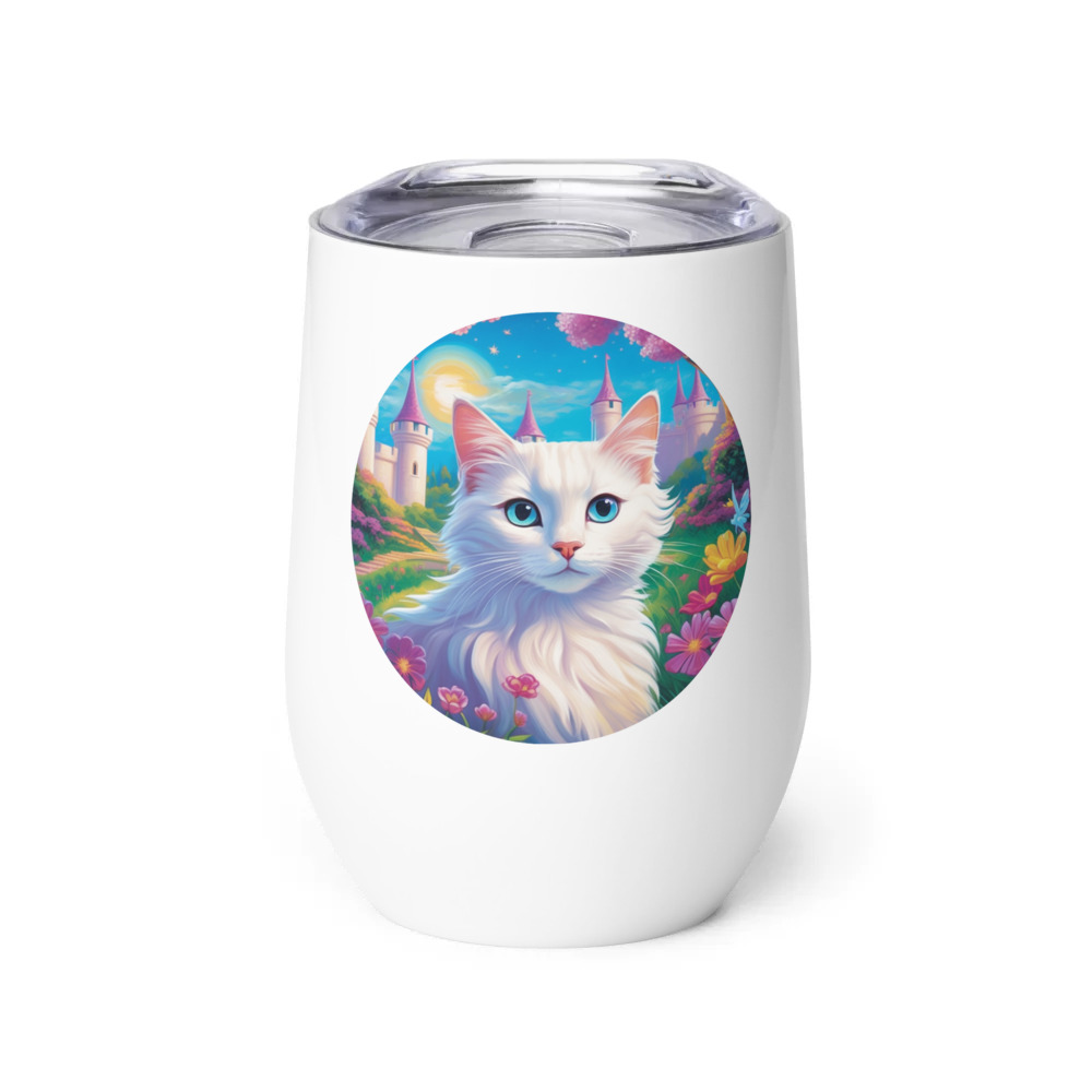 PugMug Custom White Companion Cat Wine Tumbler