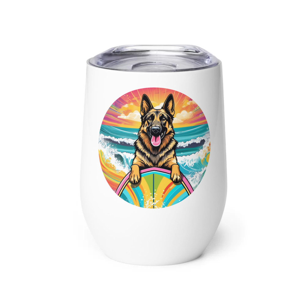 PugMug Custom German Shepherd Dog Wine Tumbler
