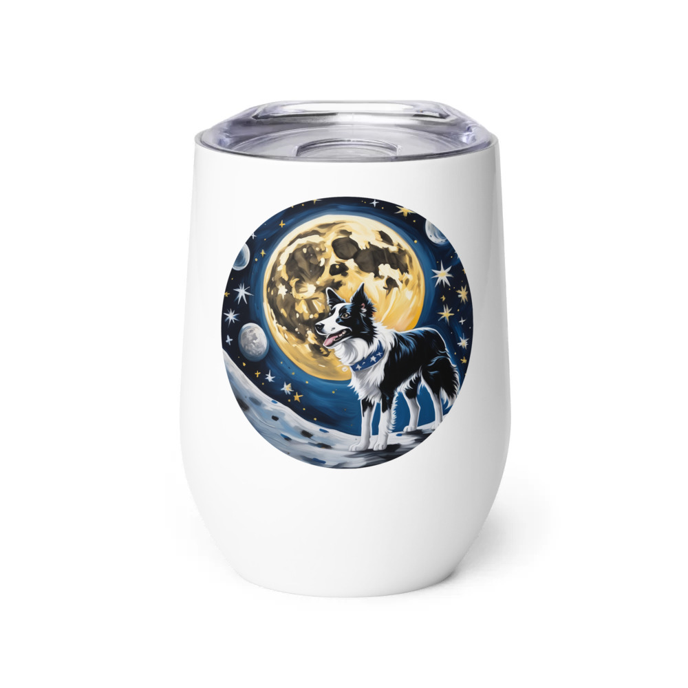 PugMug Custom Border Collie Wine Tumbler
