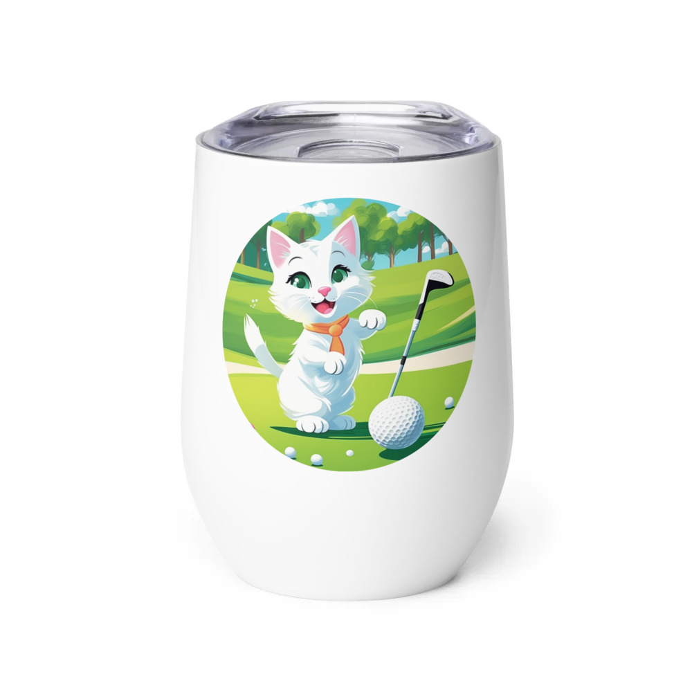 PugMug Custom White Companion Cat Wine Tumbler