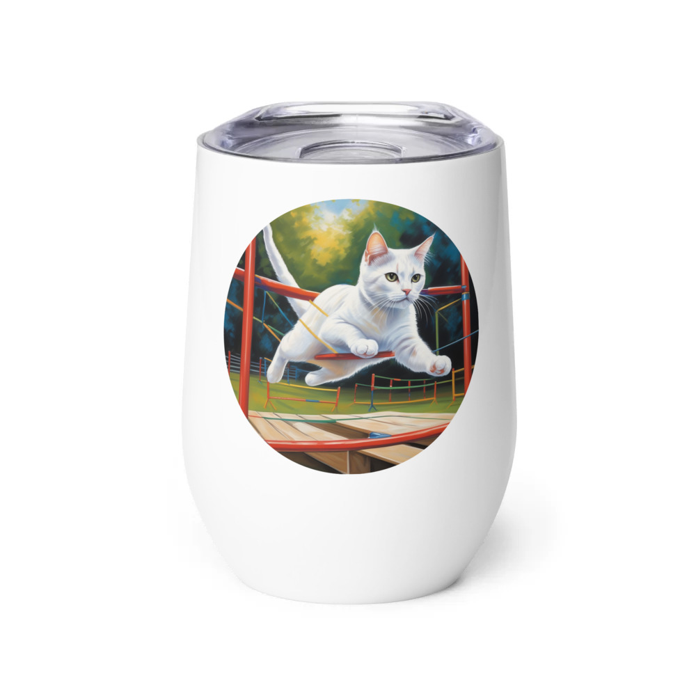 PugMug Custom White Exotic Cat Wine Tumbler