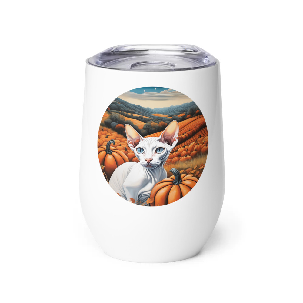 PugMug Custom White Sphynx Cat Wine Tumbler