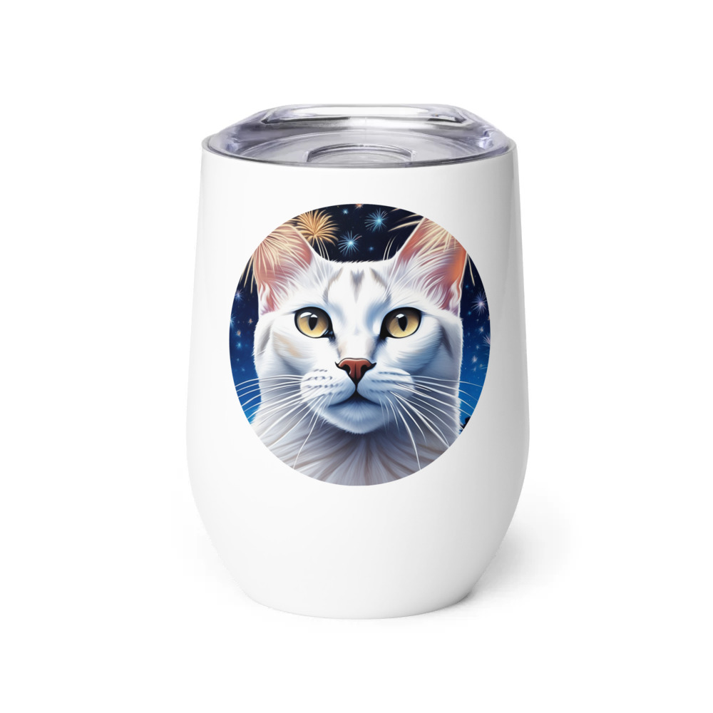 PugMug Custom White Abyssinian Cat Wine Tumbler