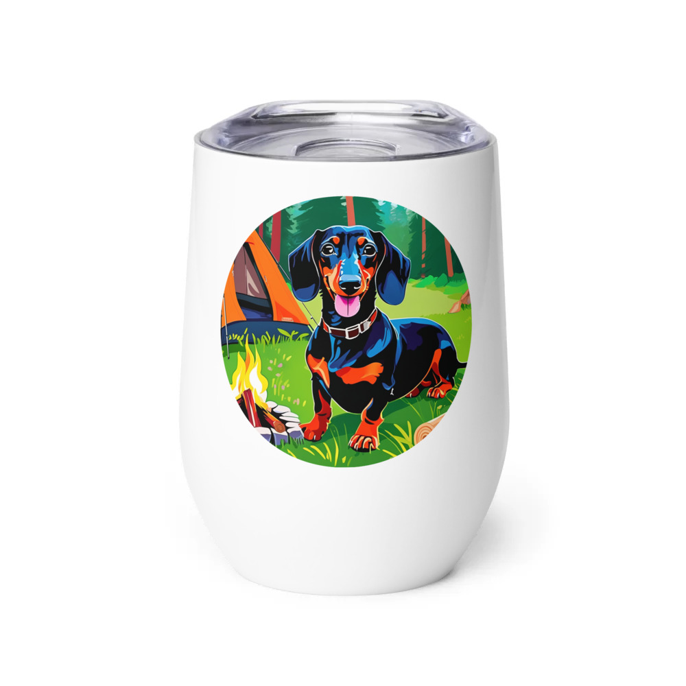 PugMug Custom Black Dachshund Wine Tumbler