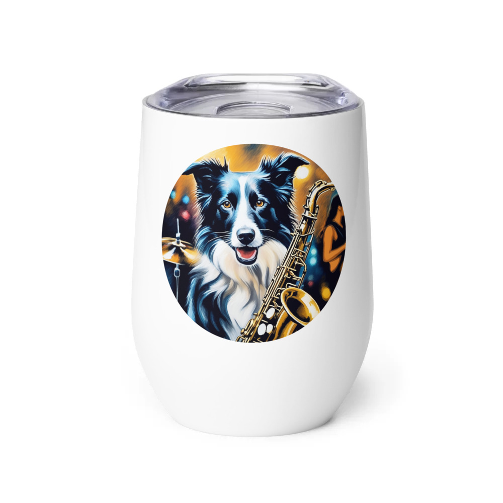 PugMug Custom Border Collie Wine Tumbler