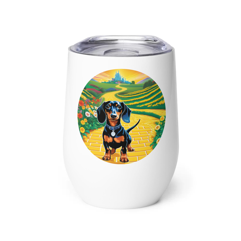 PugMug Custom Black Dachshund Wine Tumbler