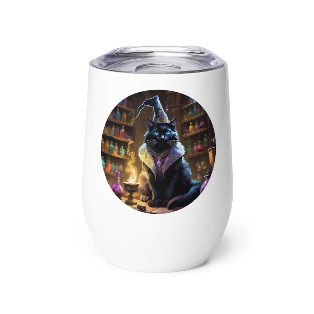 PugMug Custom Black Ragdoll Cat Wine Tumbler