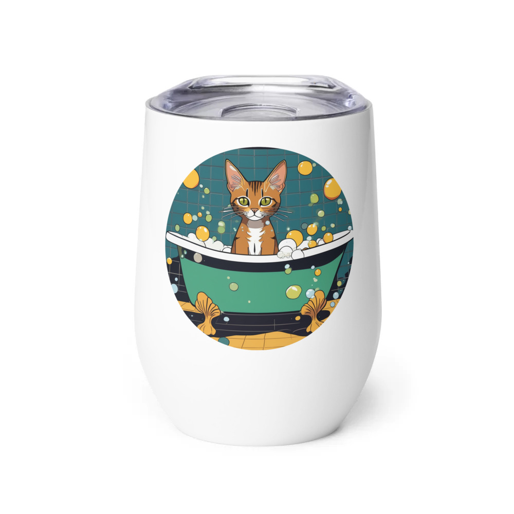 PugMug Custom Tabby Abyssinian Cat Wine Tumbler