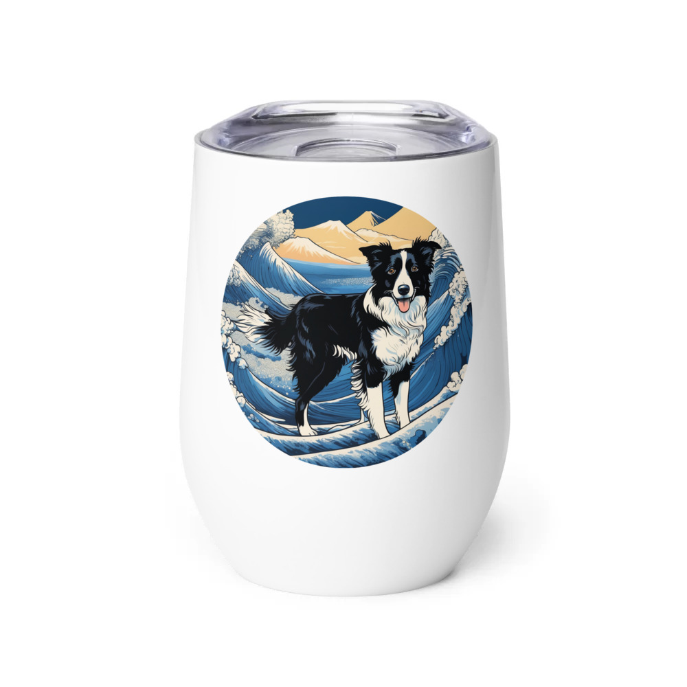 PugMug Custom Border Collie Wine Tumbler