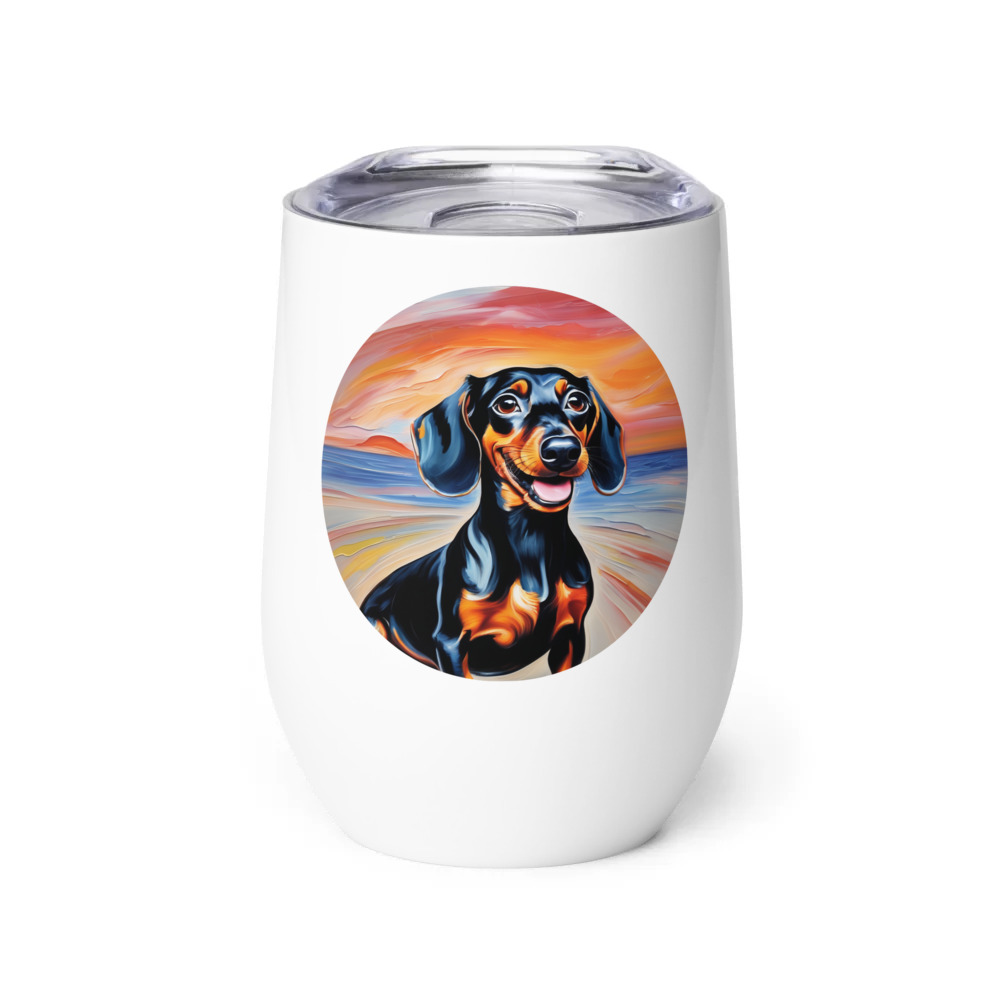 PugMug Custom Black Dachshund Wine Tumbler
