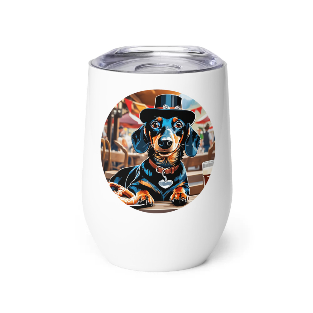 PugMug Custom Black Dachshund Wine Tumbler