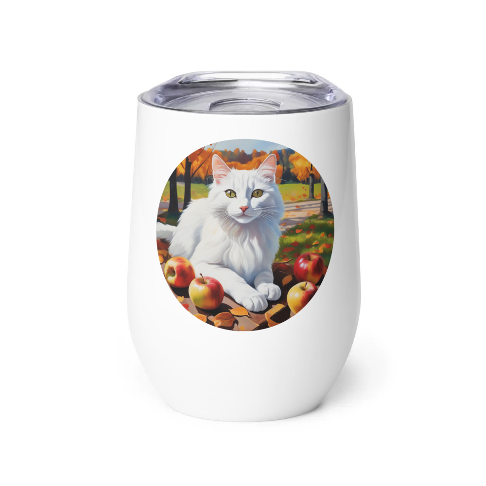 PugMug Custom White Companion Cat Wine Tumbler