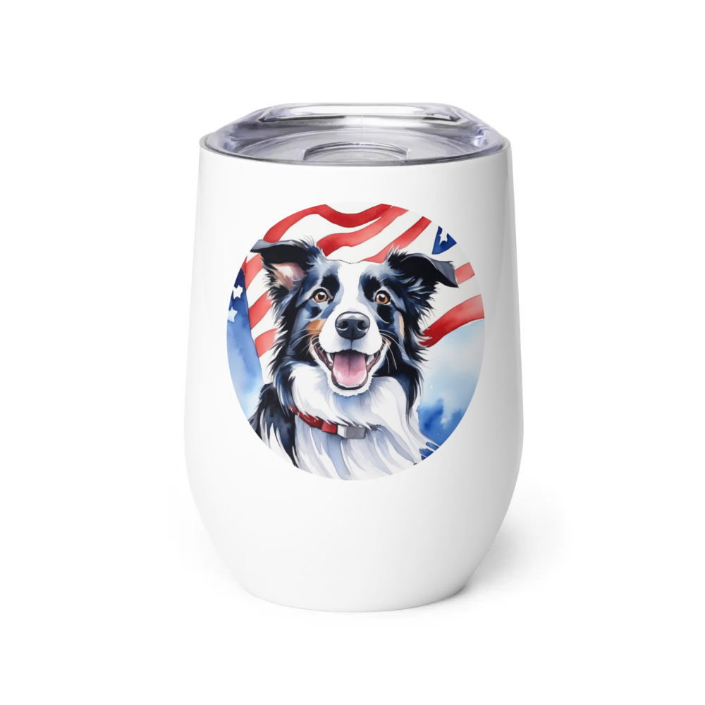 PugMug Custom Border Collie Wine Tumbler