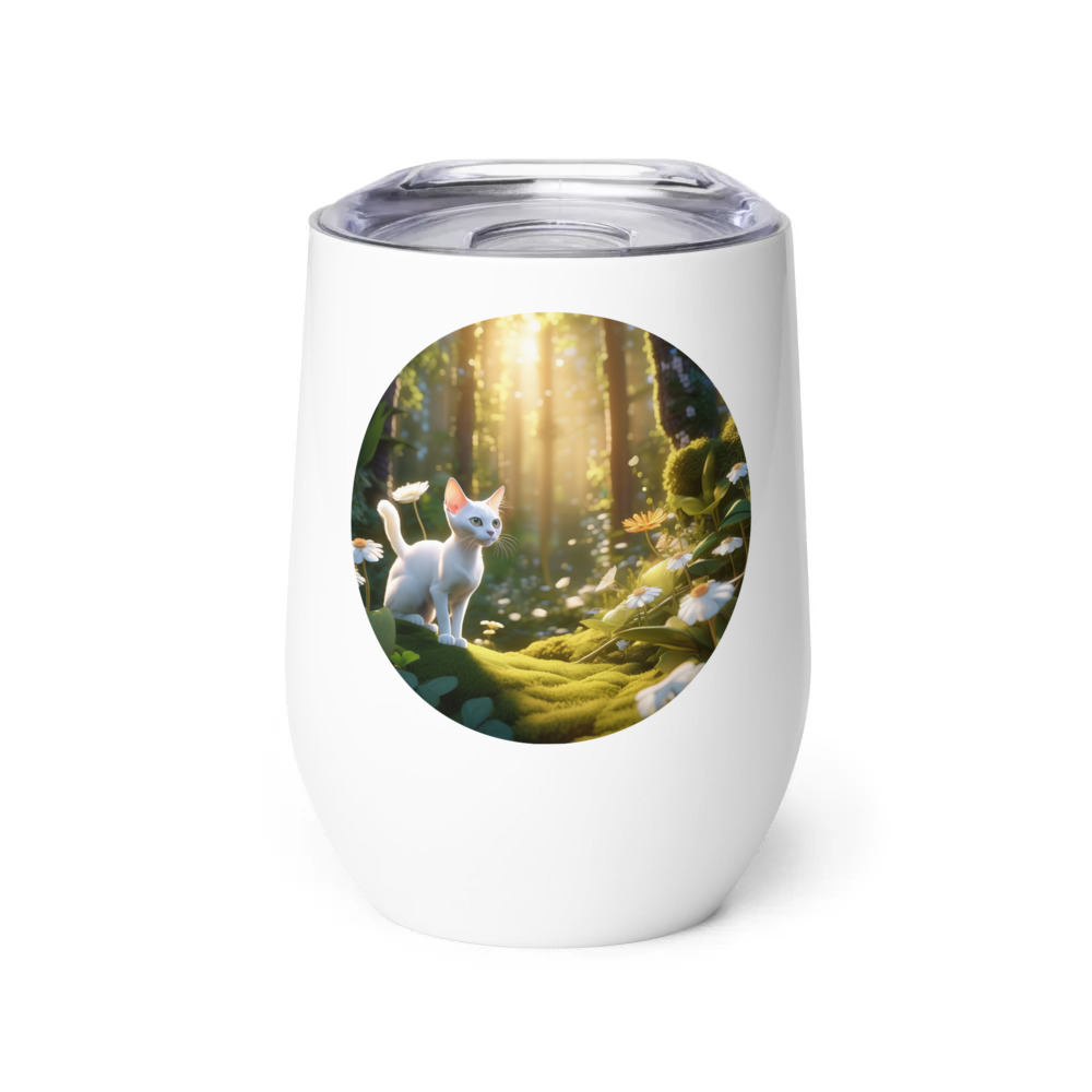 PugMug Custom White Devon Rex Cat Wine Tumbler