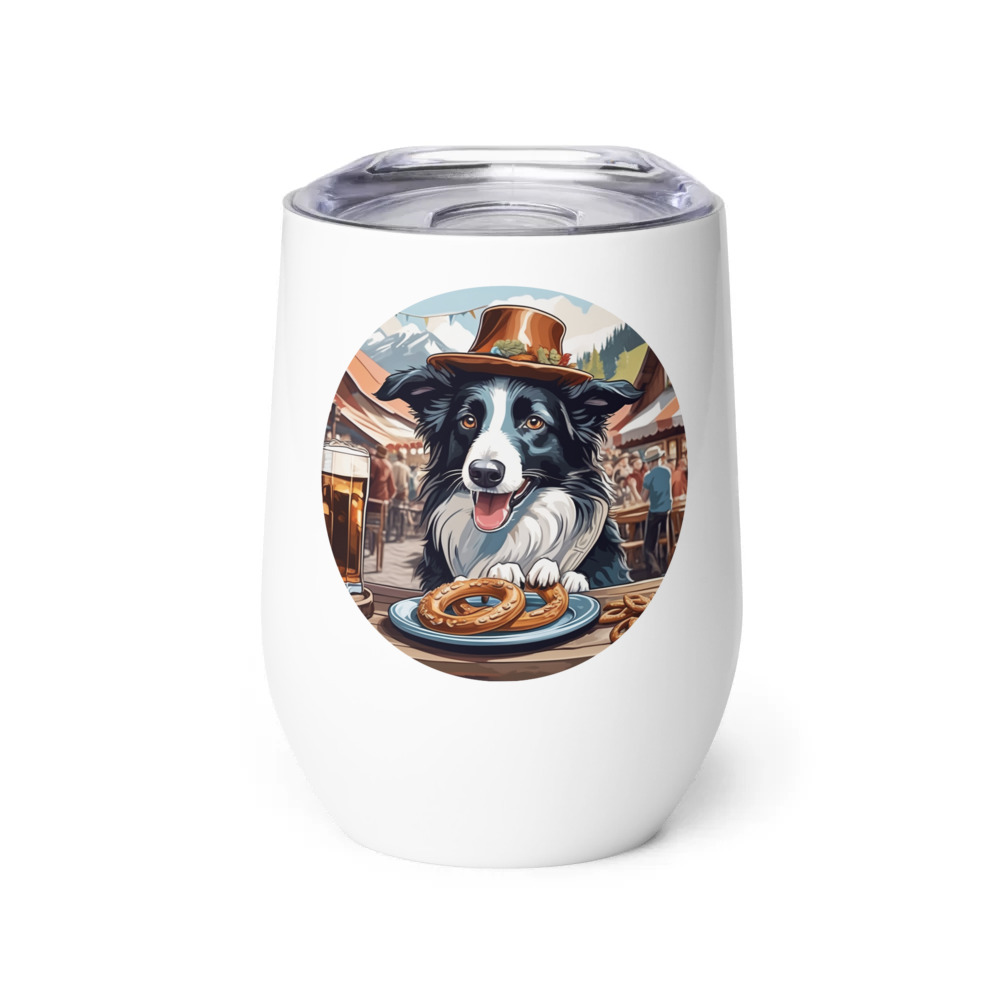 PugMug Custom Border Collie Wine Tumbler