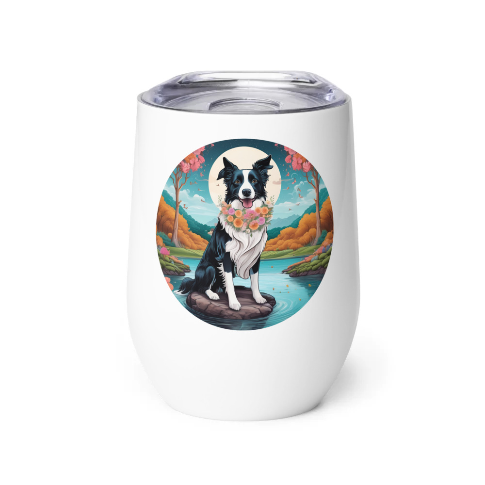 PugMug Custom Border Collie Wine Tumbler