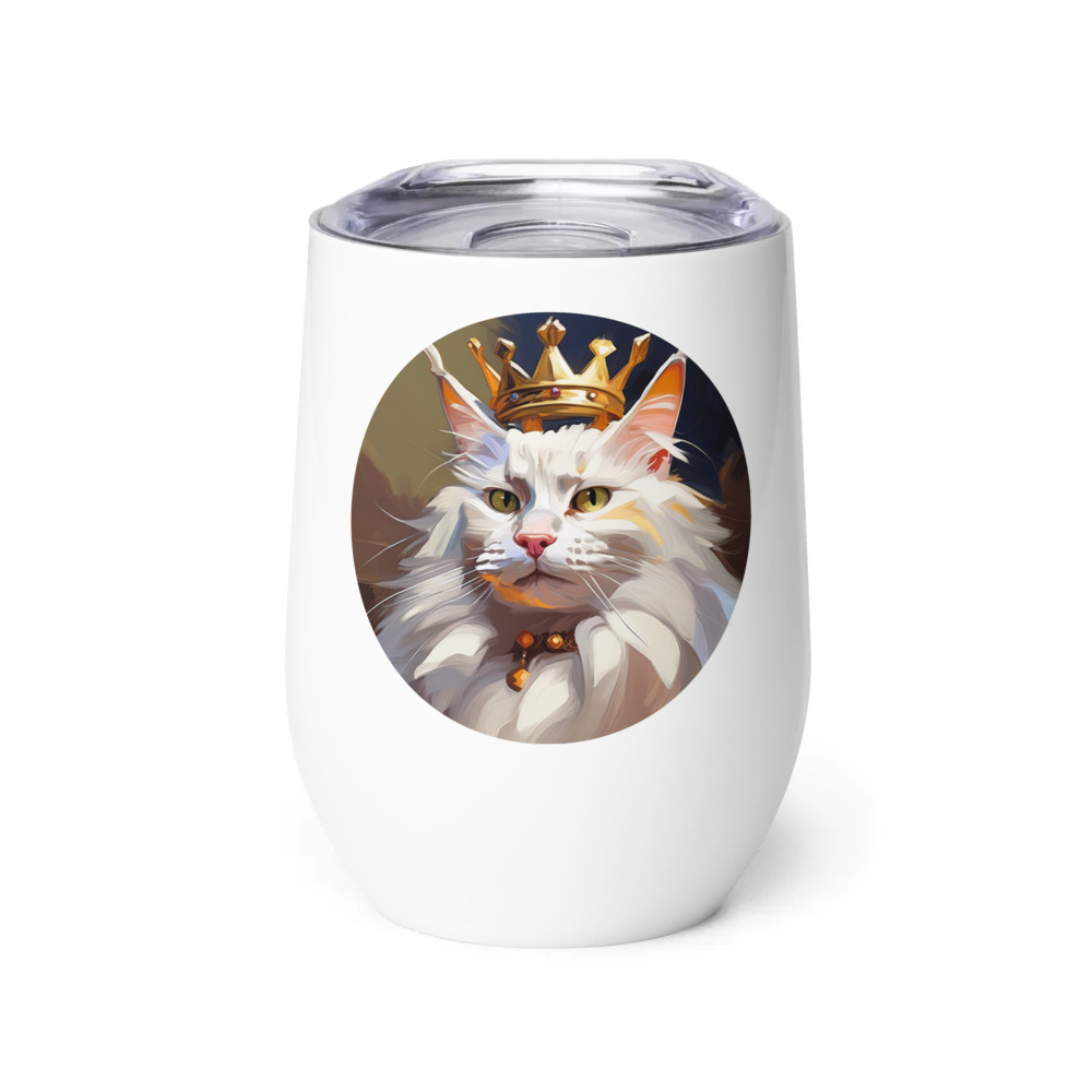 PugMug Custom White Maine Coon Cat Wine Tumbler