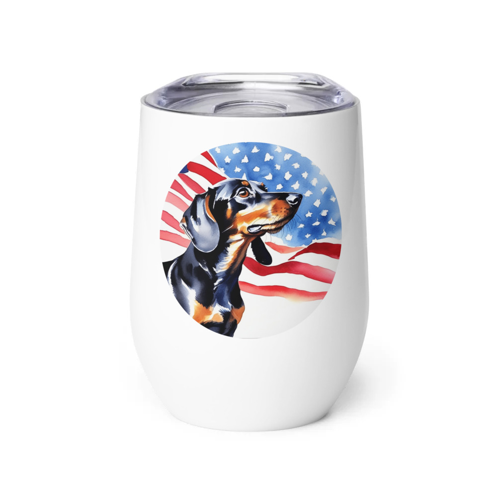 PugMug Custom Black Dachshund Wine Tumbler