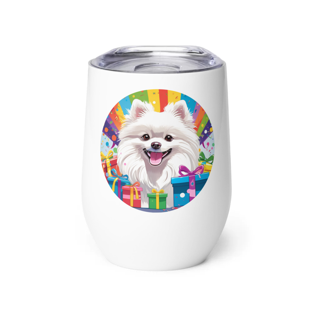 PugMug Custom White Pomeranian Wine Tumbler