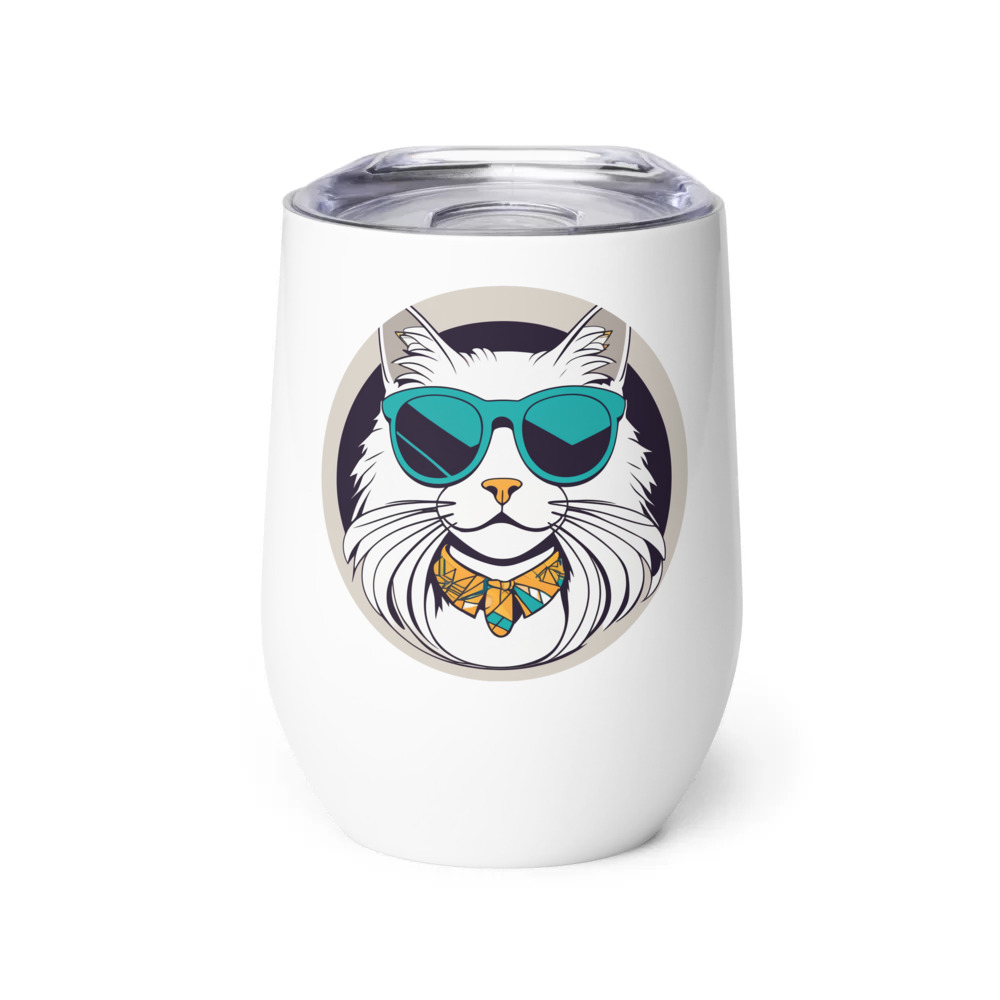 PugMug Custom White Ragdoll Cat Wine Tumbler