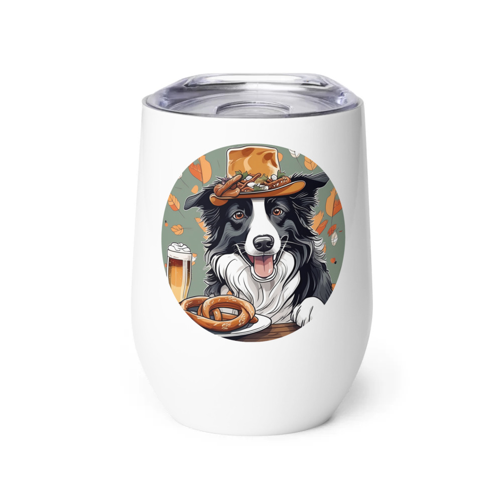 PugMug Custom Border Collie Wine Tumbler