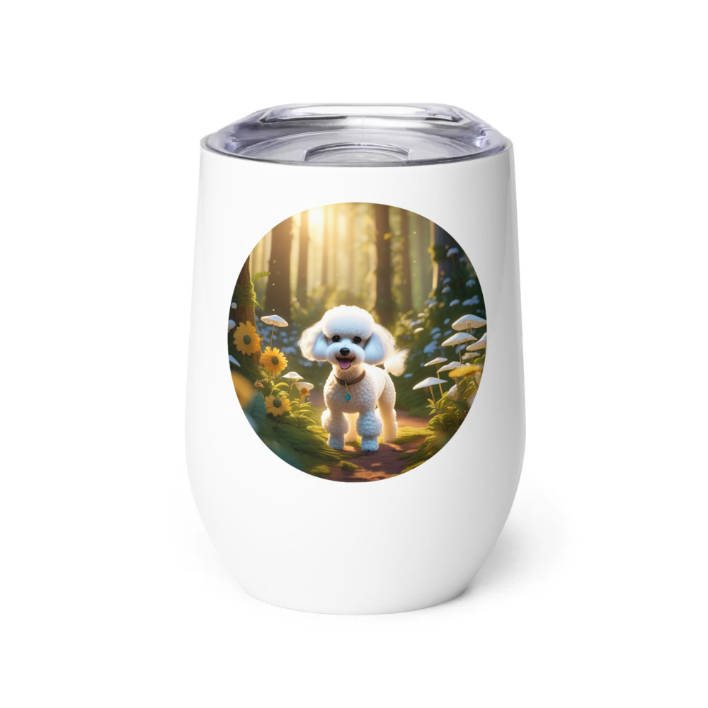 PugMug Custom White Poodle Wine Tumbler