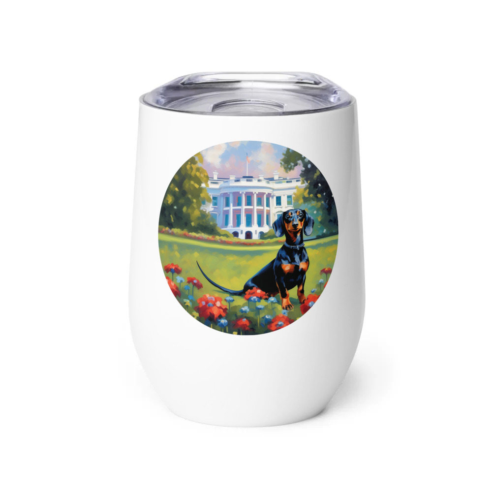 PugMug Custom Black Dachshund Wine Tumbler