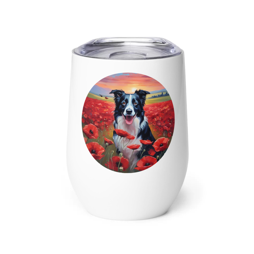 PugMug Custom Border Collie Wine Tumbler