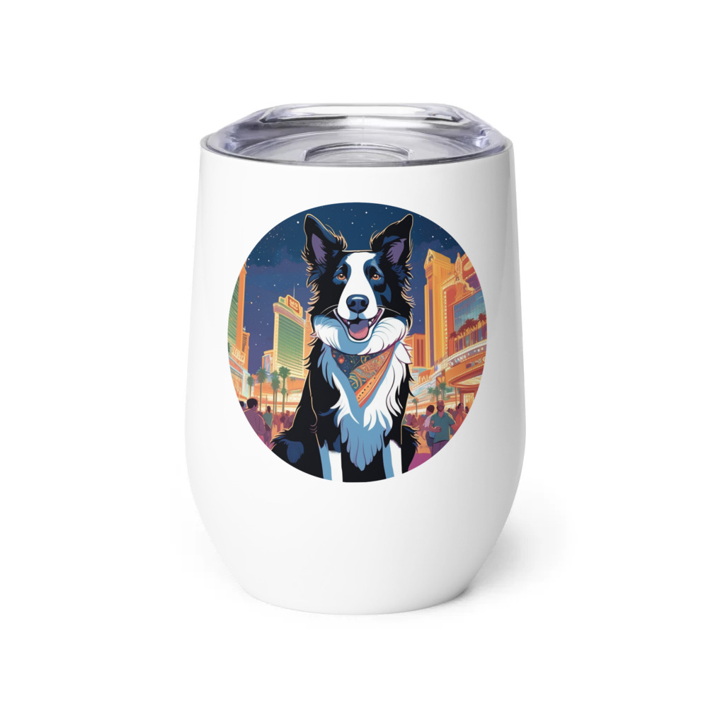 PugMug Custom Border Collie Wine Tumbler