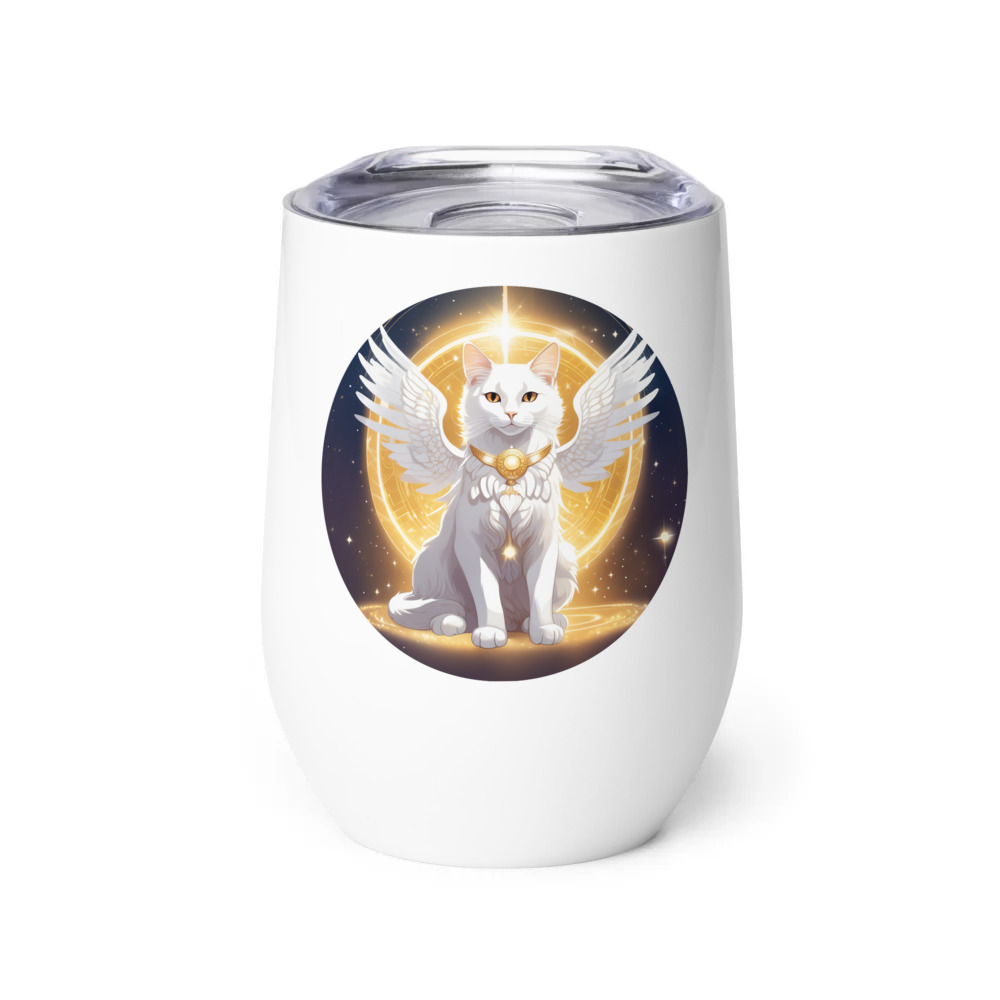 PugMug Custom White Companion Cat Wine Tumbler