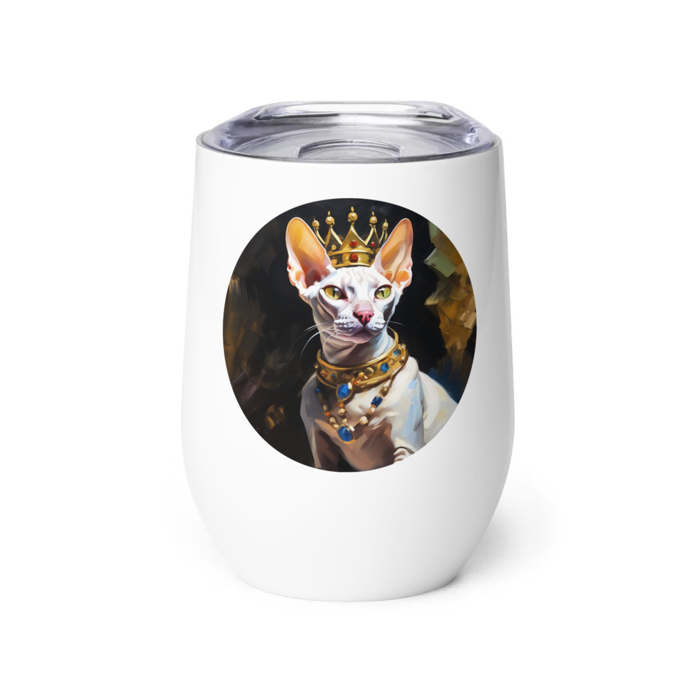 PugMug Custom White Sphynx Cat Wine Tumbler