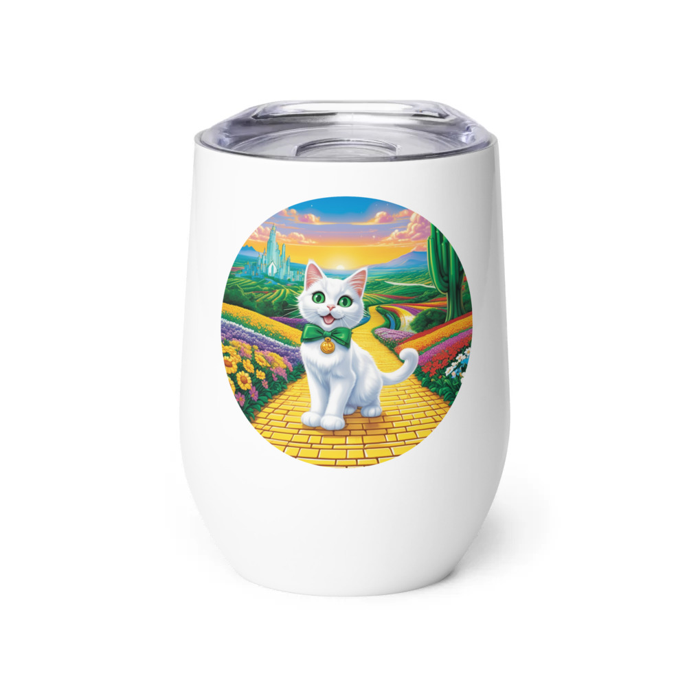 PugMug Custom White Companion Cat Wine Tumbler