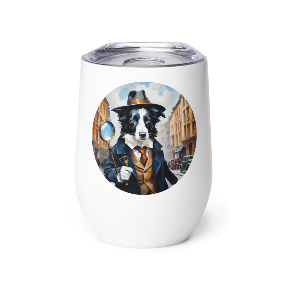 PugMug Custom Border Collie Wine Tumbler