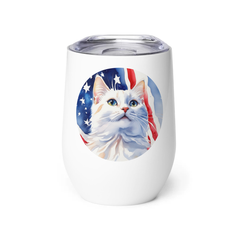 PugMug Custom White Companion Cat Wine Tumbler