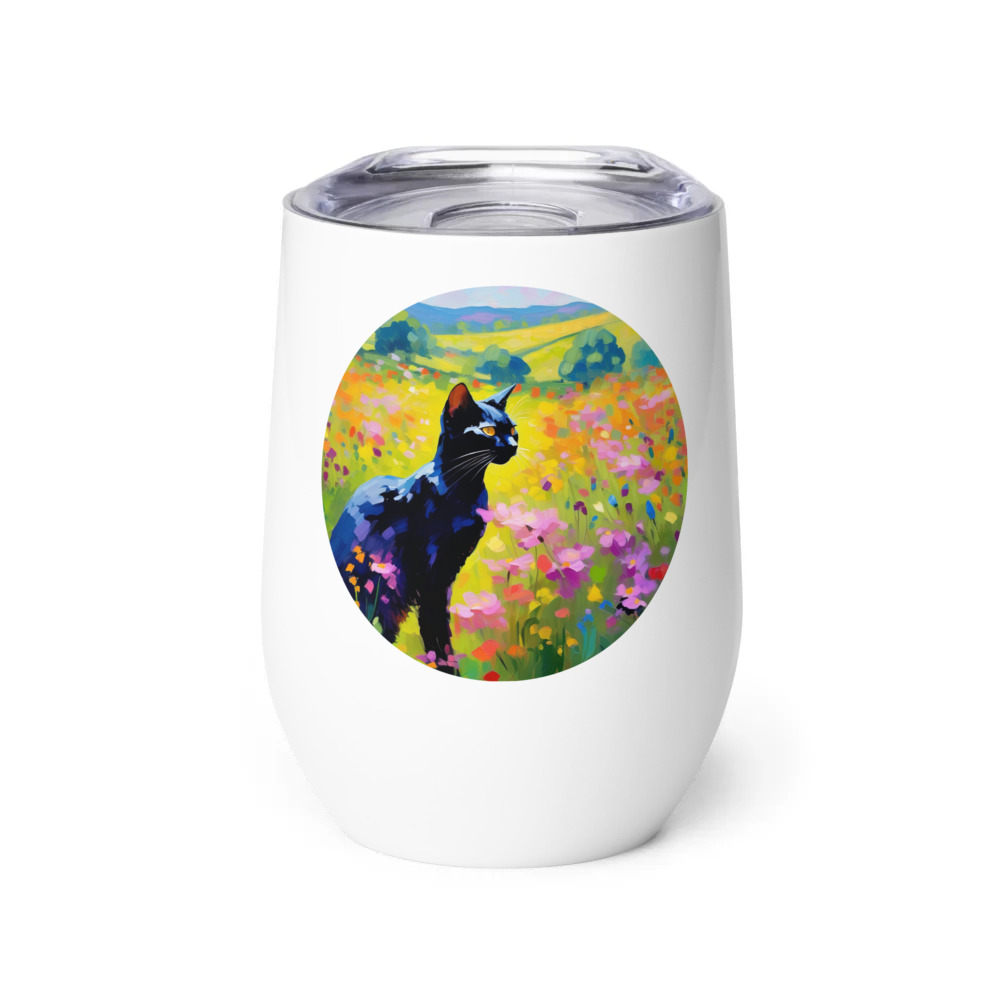 PugMug Custom Black Abyssinian Cat Wine Tumbler