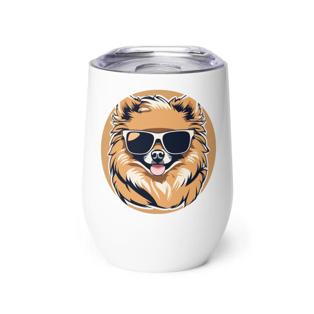 PugMug Custom Tan Pomeranian Wine Tumbler