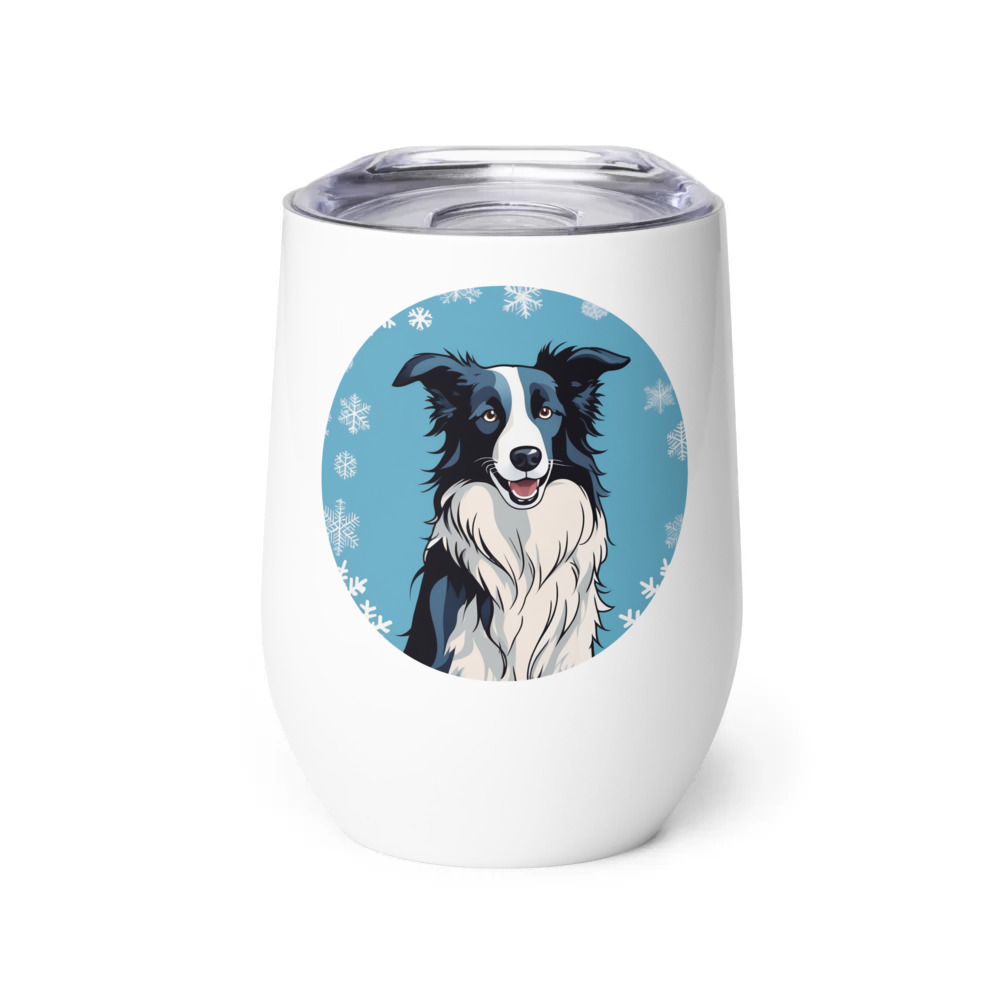 PugMug Custom Border Collie Wine Tumbler