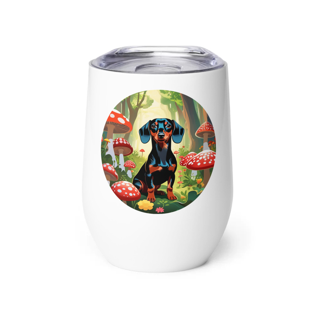 PugMug Custom Black Dachshund Wine Tumbler